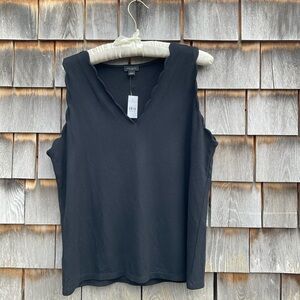 Ann Taylor Black Scalloped Tank Top